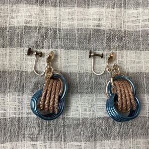 Vintage Teal Gold SCREW-ON Earrings